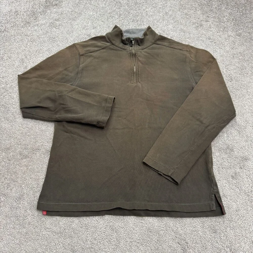 J.Crew Y2K 1/4 Zip Pullover Sweatshirt Mens Small Faded Green Cotton Mock Casual